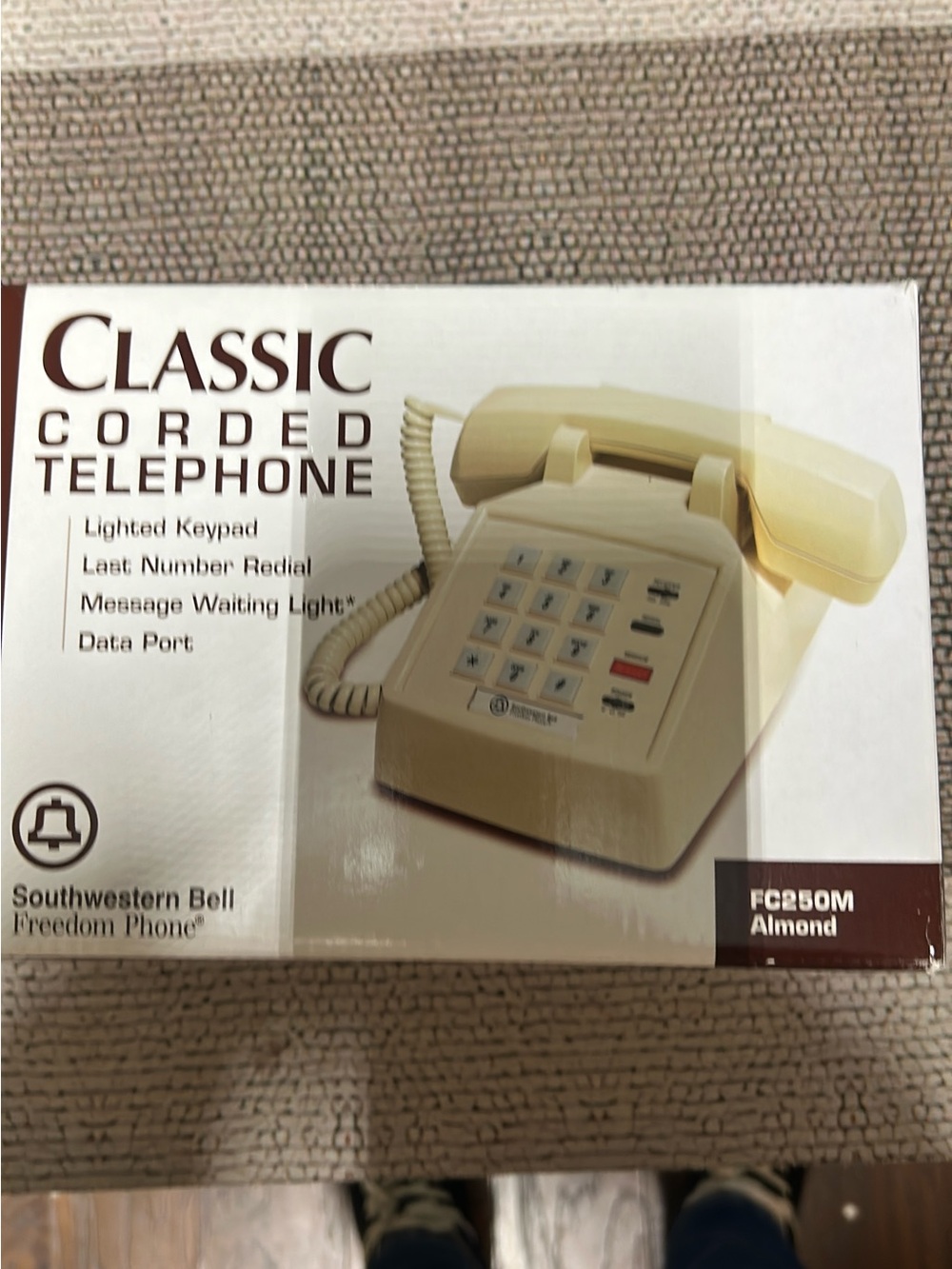 Classic Corded Telephone in Almond